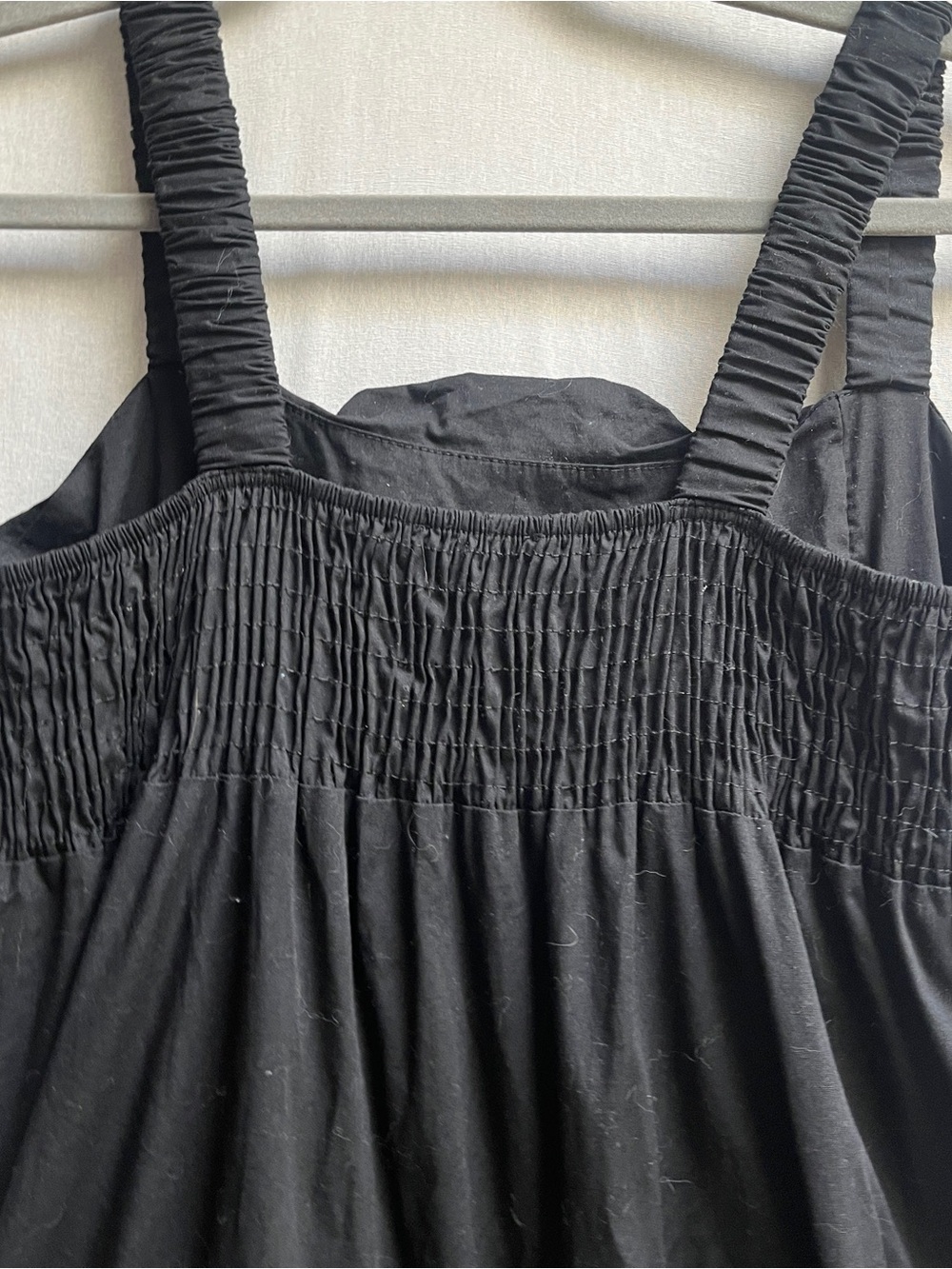 Magari Black Tiered Maxi Dress Sleeveless Cotton Blend Smocked Bodice Size L - Picture 3 of 10
